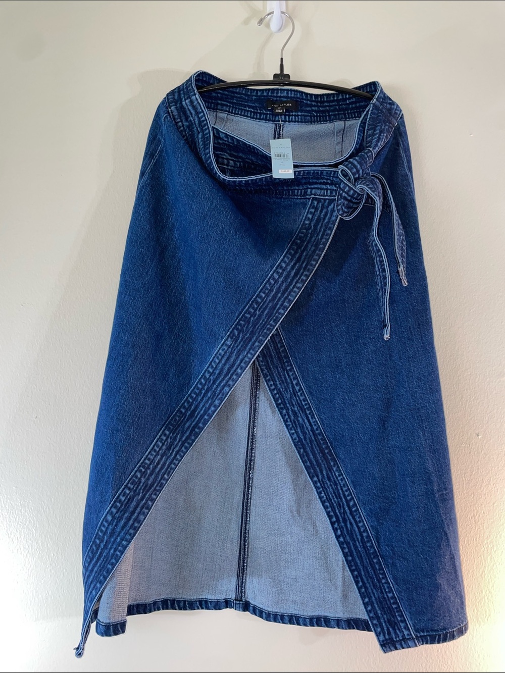 Ann Taylor Denim Wrap Midi Skirt NWT Belted Dark Wash Size 4 Petite